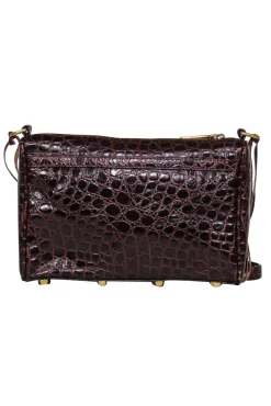 Rebecca Minkoff - Brown Leather Crocodile Embossed Gold Chain 