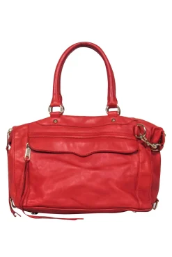 Rebecca Minkoff - Coral Red Slouchy Satchel w/ Fringe Zipper