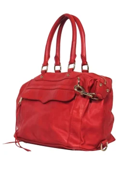 Rebecca Minkoff - Coral Red Slouchy Satchel w/ Fringe Zipper