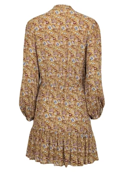 Rebecca Minkoff - Golden Yellow w/ Maroon & Blue Floral Print Mini Dress Sz XS