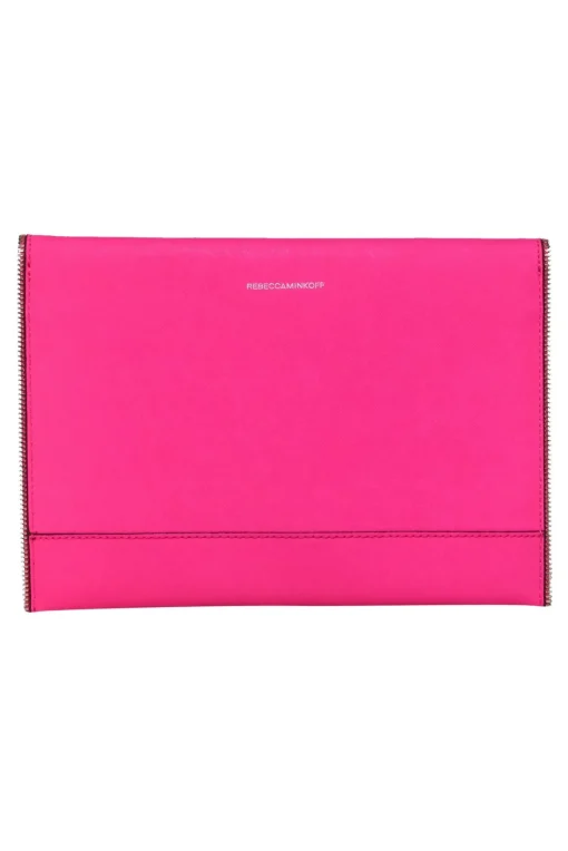 Rebecca Minkoff - Hot Pink Envelope Clutch w/ Zipper Trim