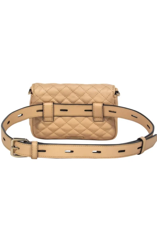Rebecca Minkoff - Light Tan Quilted Leather Belt Bag w/ Gold Chain