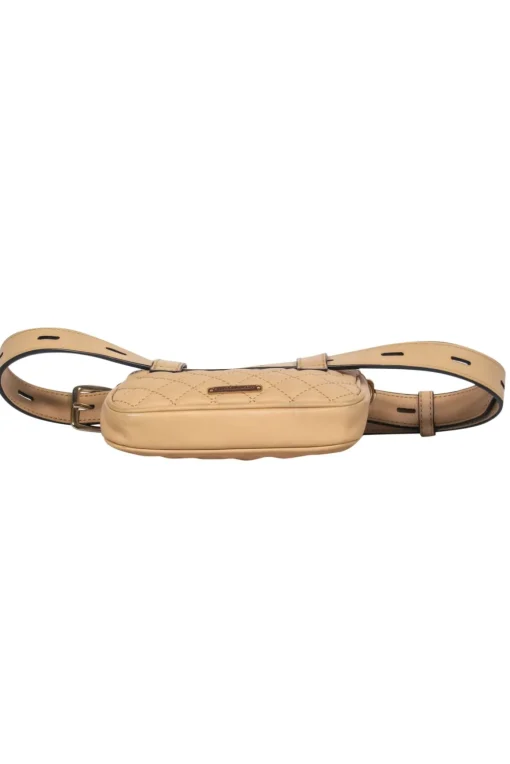 Rebecca Minkoff - Light Tan Quilted Leather Belt Bag w/ Gold Chain