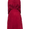 Rebecca Minkoff - Maroon Suede Goat Leather Sheath Dress w/ Fringe Sz 8