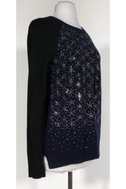 Rebecca Taylor - Black & Navy Rhinestone Sweater Sz XS