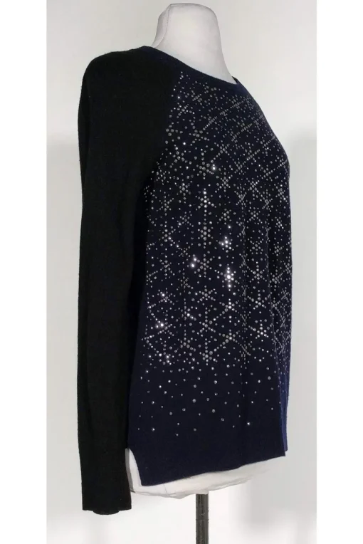 Rebecca Taylor - Black & Navy Rhinestone Sweater Sz XS