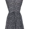 Rebecca Taylor - Black & White Floral Print Silk Fit & Flare Dress Sz 6