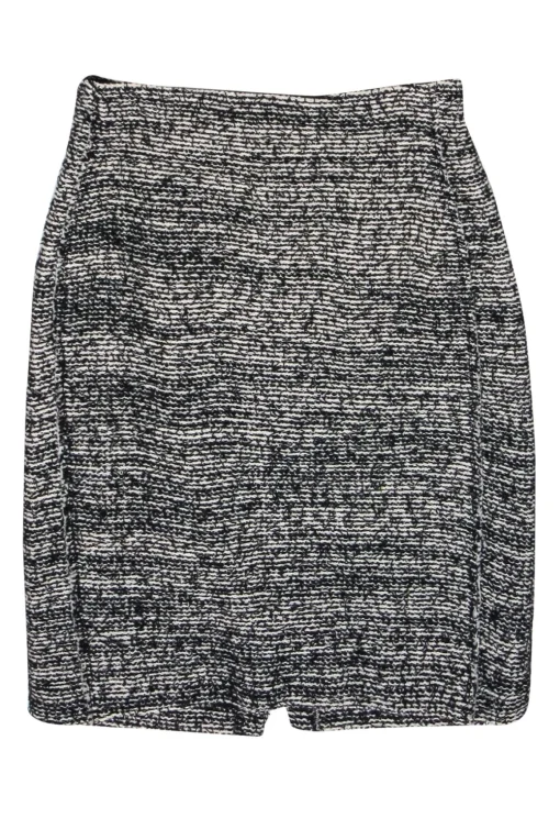 Rebecca Taylor - Black & White Textured Tweed Pencil Skirt Sz 4