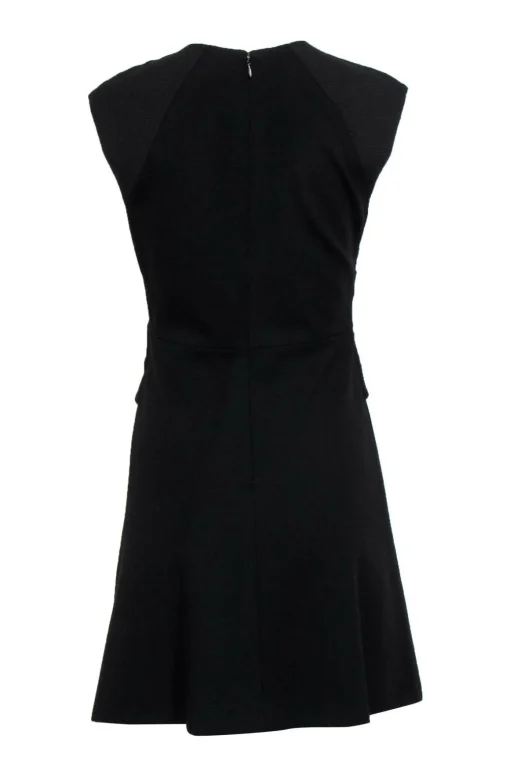 Rebecca Taylor - Black Cap Sleeve Textured & Draped Dress Sz 4