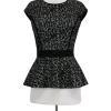Rebecca Taylor - Black Cheetah Peplum Top Sz 2