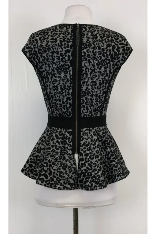 Rebecca Taylor - Black Cheetah Peplum Top Sz 2
