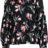 Rebecca Taylor - Black Floral Printed Silk Blend Blouse Sz 2