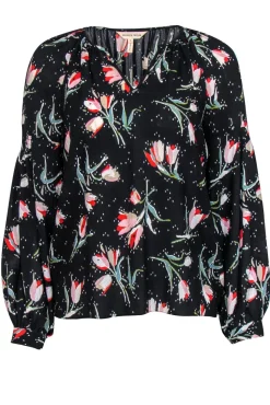 Rebecca Taylor - Black Floral Printed Silk Blend Blouse Sz 2