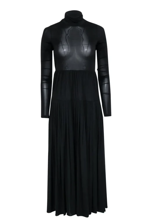 Rebecca Taylor - Black Mock Neck Maxi Dress Sz XS