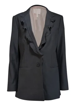 Rebecca Taylor - Black Ruffle Trim Blazer Sz 10