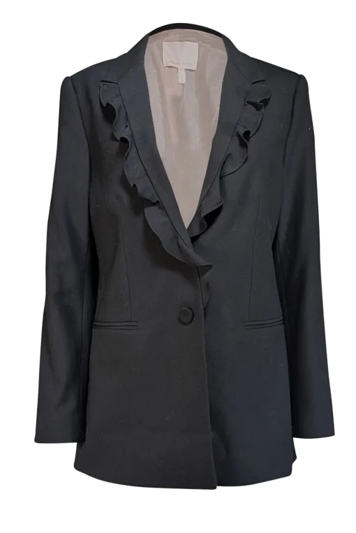 Rebecca Taylor - Black Ruffle Trim Blazer Sz 10