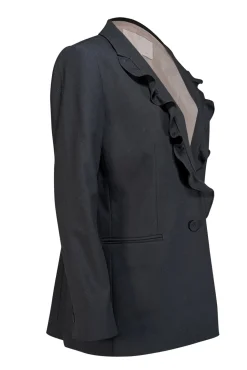Rebecca Taylor - Black Ruffle Trim Blazer Sz 10