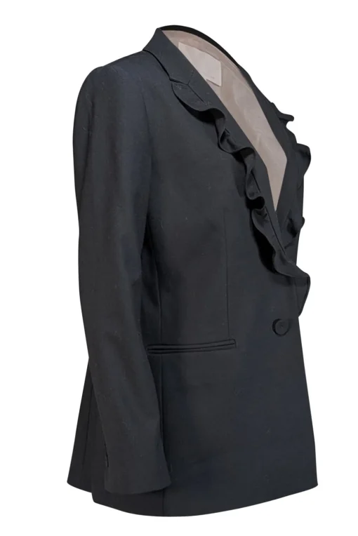 Rebecca Taylor - Black Ruffle Trim Blazer Sz 10