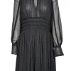 Rebecca Taylor - Black Silk Chiffon Ruffled Long Sleeve Dress Sz 4
