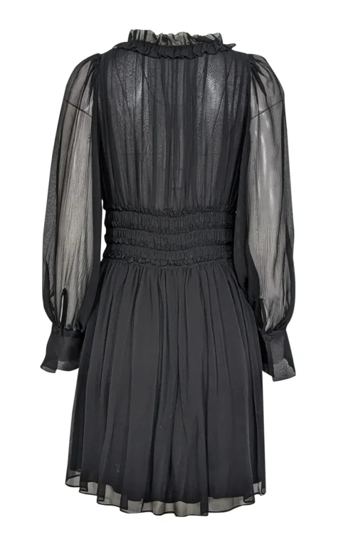 Rebecca Taylor - Black Silk Chiffon Ruffled Long Sleeve Dress Sz 4