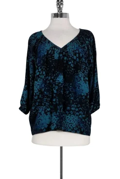 Rebecca Taylor - Blue & Black Printed Blouse Sz 2