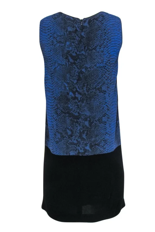 Rebecca Taylor - Blue & Black Snakeskin Print Sleeveless Shift Dress Sz 2