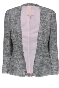 Rebecca Taylor - Blue & White Marbled Metallic Tweed Jacket Sz 2