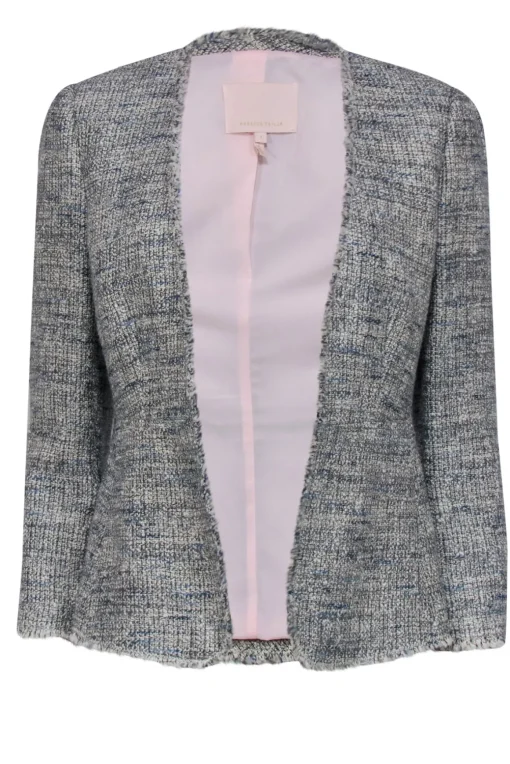 Rebecca Taylor - Blue & White Marbled Metallic Tweed Jacket Sz 2