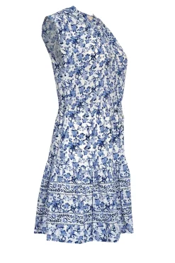 Rebecca Taylor - Blue & White Floral Print Cap Sleeve Dress Sz 2