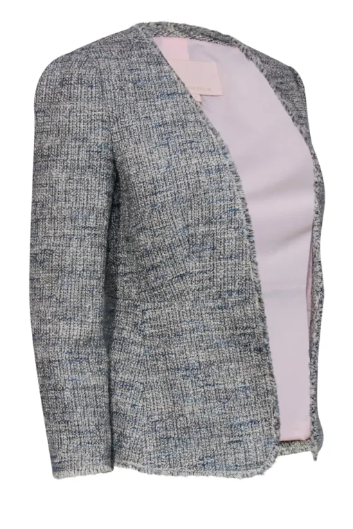 Rebecca Taylor - Blue & White Marbled Metallic Tweed Jacket Sz 2
