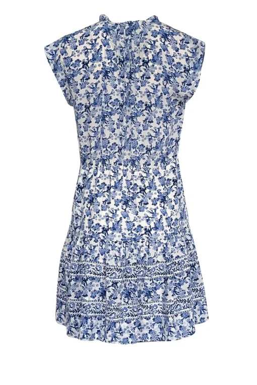 Rebecca Taylor - Blue & White Floral Print Cap Sleeve Dress Sz 2