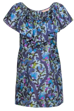 Rebecca Taylor - Blue Tone Abstract Print Silk Dress Sz 2