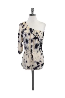 Rebecca Taylor - Blush & Black Silk One Shoulder Tunic Sz 2