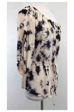Rebecca Taylor - Blush & Black Silk One Shoulder Tunic Sz 2