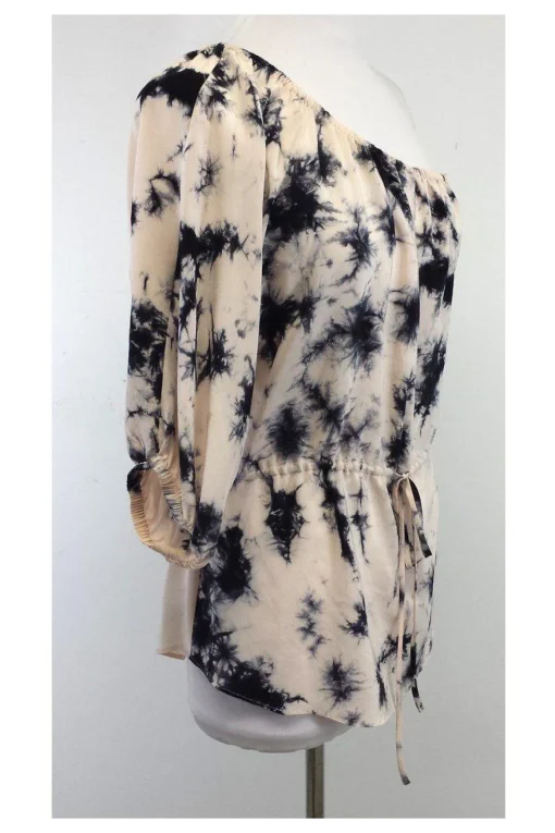 Rebecca Taylor - Blush & Black Silk One Shoulder Tunic Sz 2