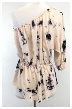 Rebecca Taylor - Blush & Black Silk One Shoulder Tunic Sz 2