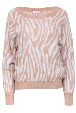 Rebecca Taylor - Blush & White Zebra Print Fuzzy Sweater Sz M