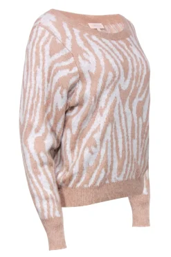 Rebecca Taylor - Blush & White Zebra Print Fuzzy Sweater Sz M
