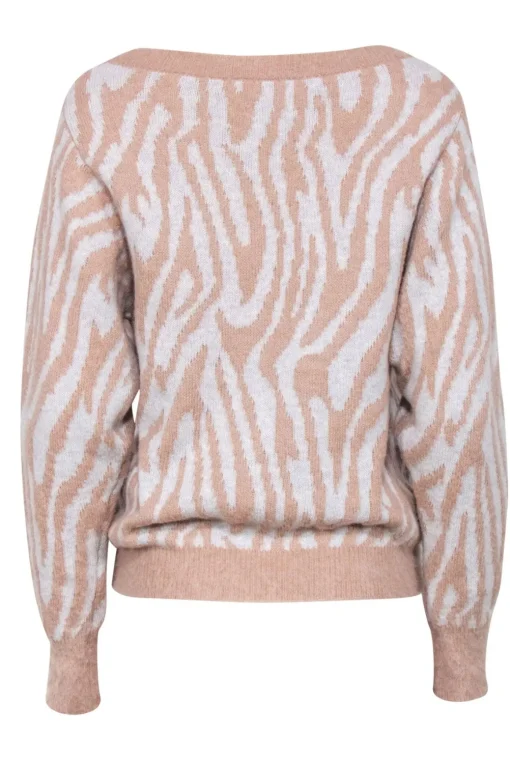 Rebecca Taylor - Blush & White Zebra Print Fuzzy Sweater Sz M