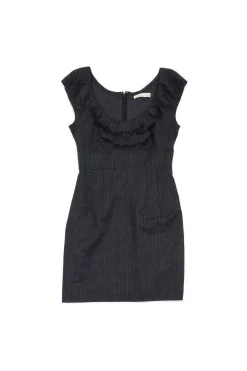Rebecca Taylor - Grey Pinstripe Wool Cap Sleeve Dress Sz 0