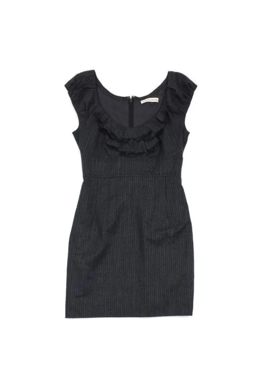 Rebecca Taylor - Grey Pinstripe Wool Cap Sleeve Dress Sz 0