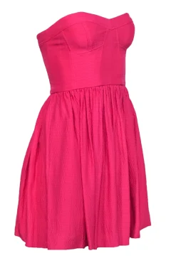 Rebecca Taylor - Hot Pink Strapless A-Line Crinkled Dress Sz 0