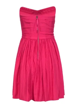 Rebecca Taylor - Hot Pink Strapless A-Line Crinkled Dress Sz 0