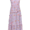 Rebecca Taylor - Lavender Floral Sleeveless Maxi Dress Sz 0