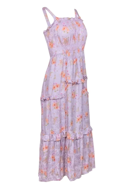 Rebecca Taylor - Lavender Floral Sleeveless Maxi Dress Sz 0