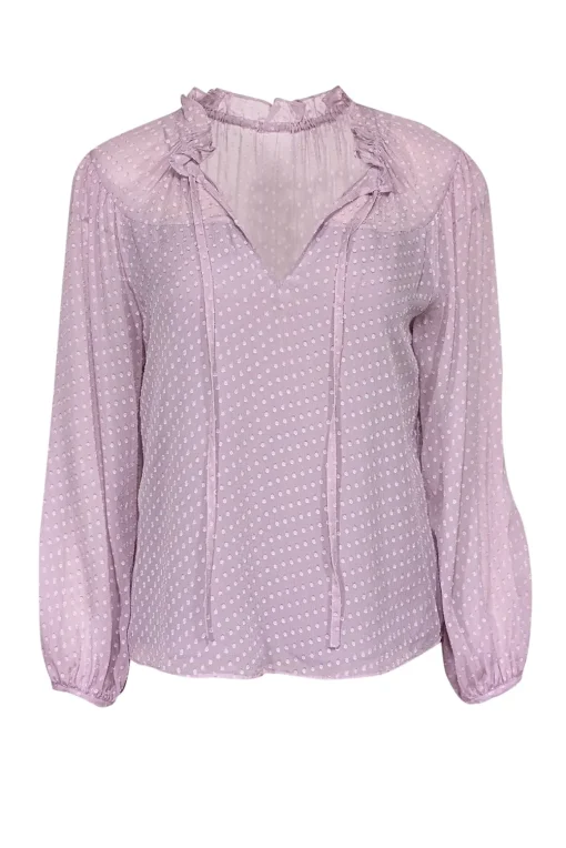 Rebecca Taylor - Lilac Clip Dot Silk Blend Chiffon Blouse Sz 2