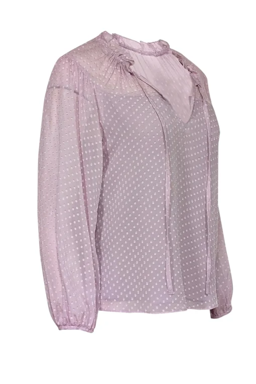Rebecca Taylor - Lilac Clip Dot Silk Blend Chiffon Blouse Sz 2