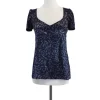 Rebecca Taylor - Navy & Steel Blue Rose Print Silk Shirt Sz 4