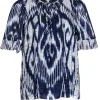 Rebecca Taylor - Navy & White Print Silk Blouse Sz 4