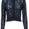 Rebecca Taylor - Navy Blue Semi Sheer Striped Cardigan Sz M